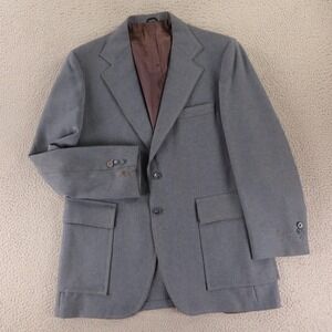VTG Hopsack Jacket 40R M Blue Patch Pockets Pick Stitching 70s 80s